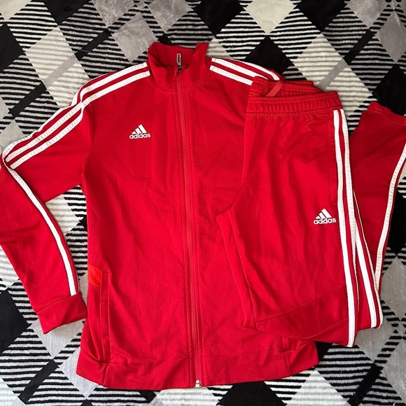 Red Adidas track jacket with white stripes❤️🤍 - Picture 3 of 3